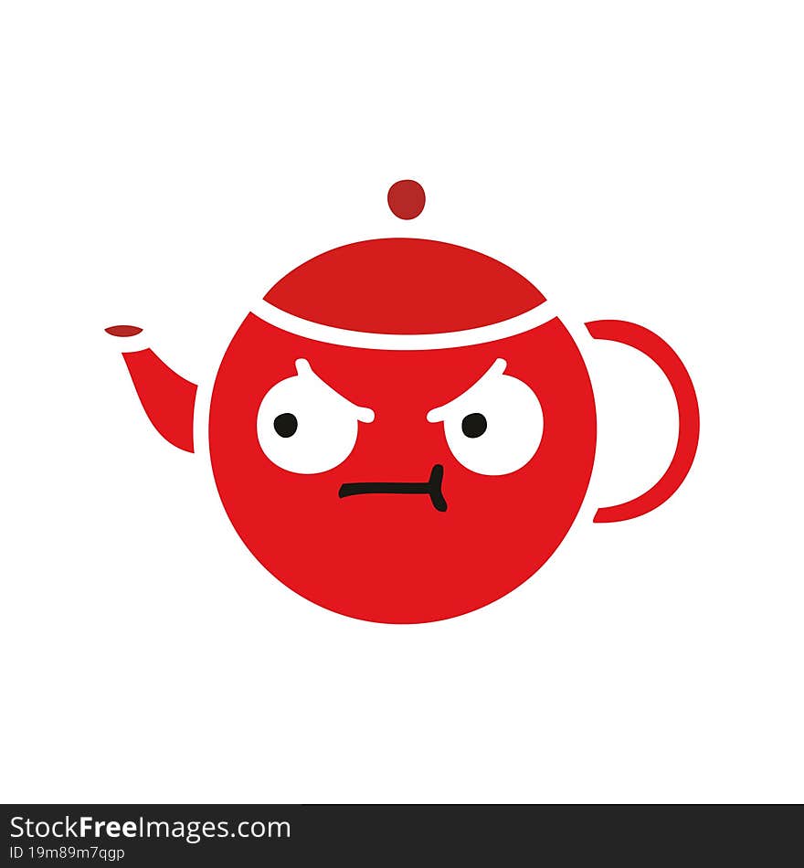 flat color retro cartoon teapot