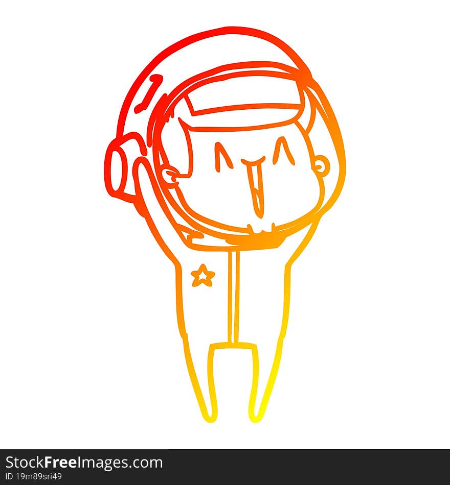 warm gradient line drawing happy cartoon astronaut