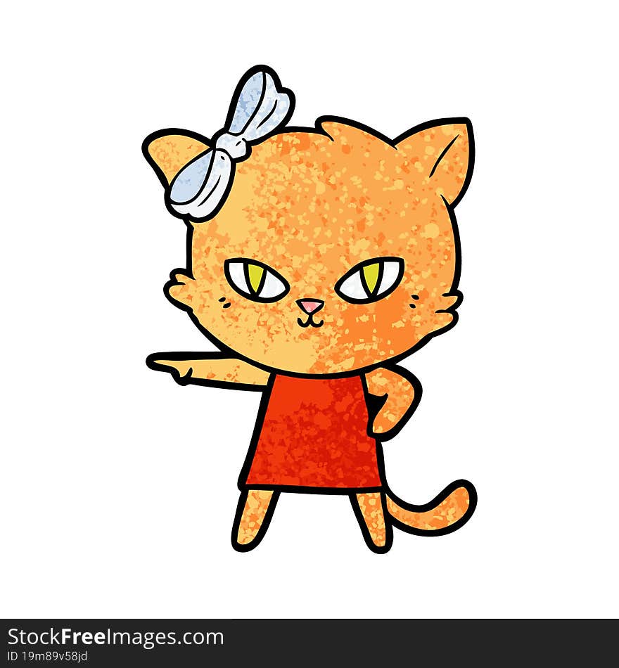 cute cartoon cat wearing dress. cute cartoon cat wearing dress