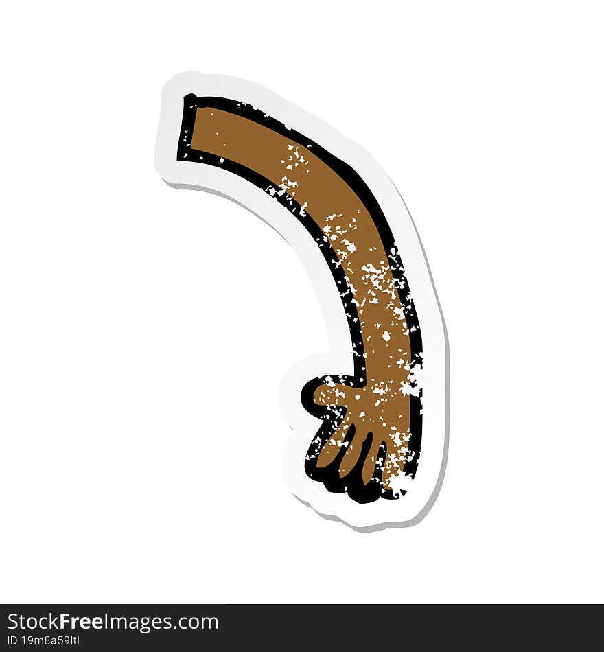 retro distressed sticker of a cartoon arm