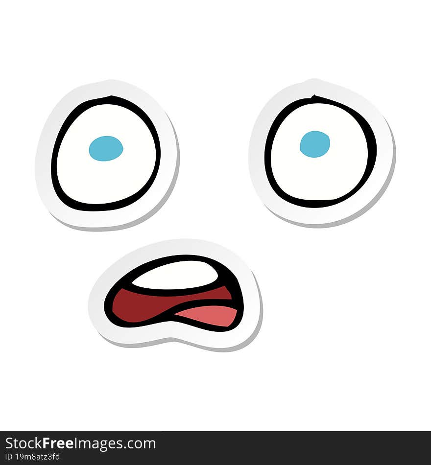 Sticker Of A Shocked Cartoon Face