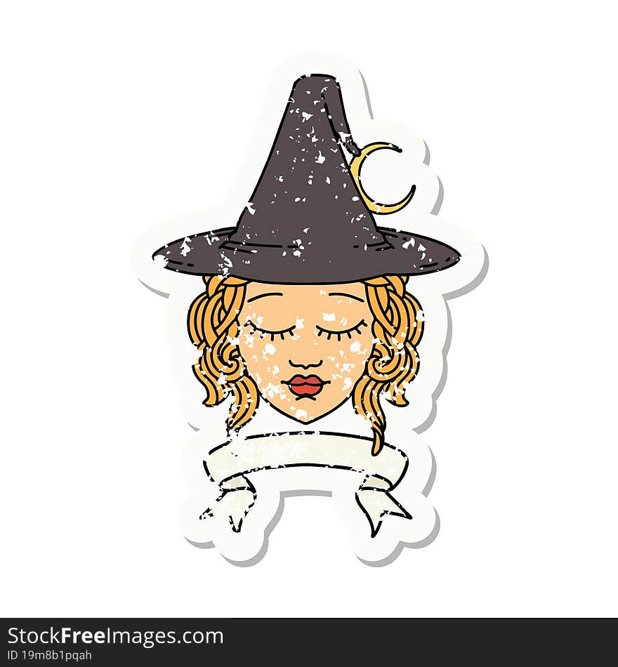 Retro Tattoo Style human witch character with banner. Retro Tattoo Style human witch character with banner