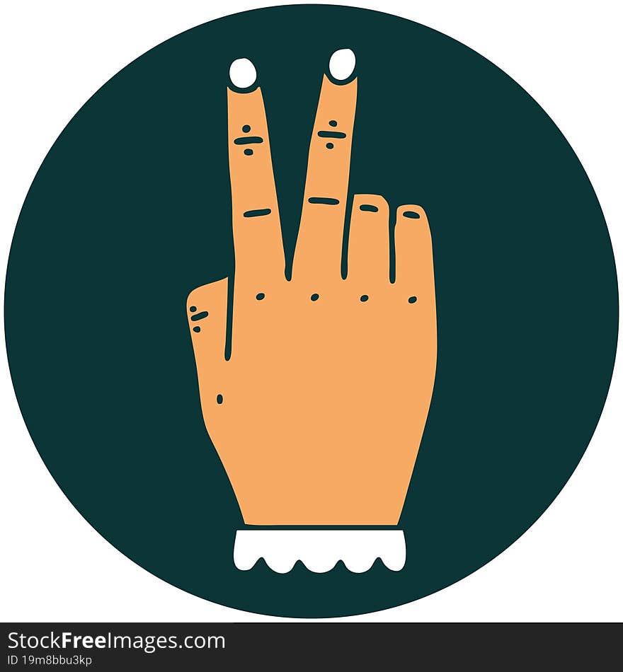 hand raising two fingers gesture icon