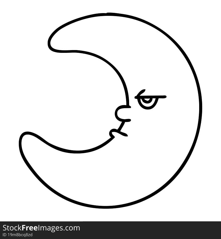 Cartoon Moon Looking Tired