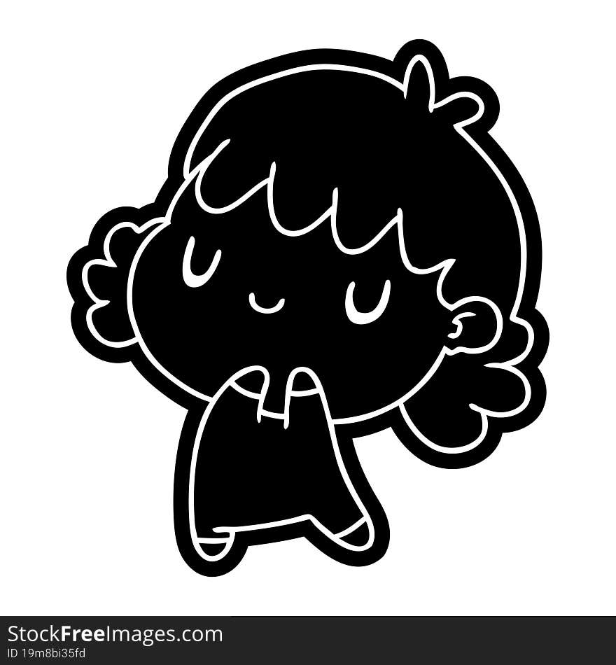 cartoon icon of a cute kawaii girl