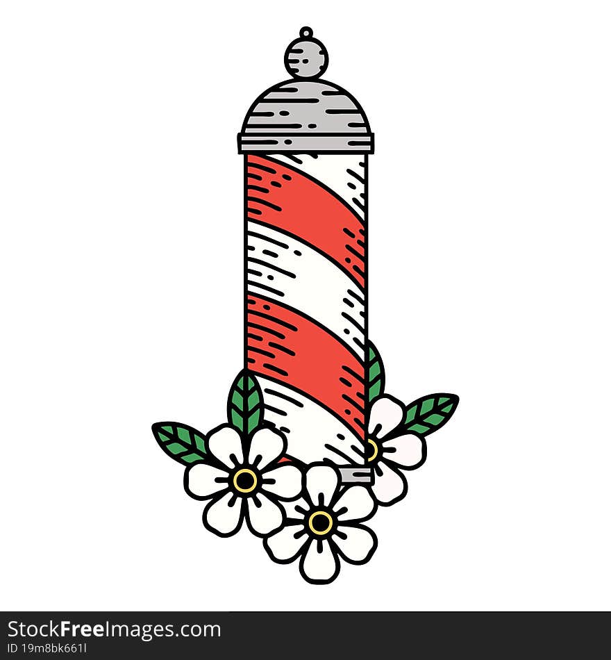 traditional tattoo of a barbers pole