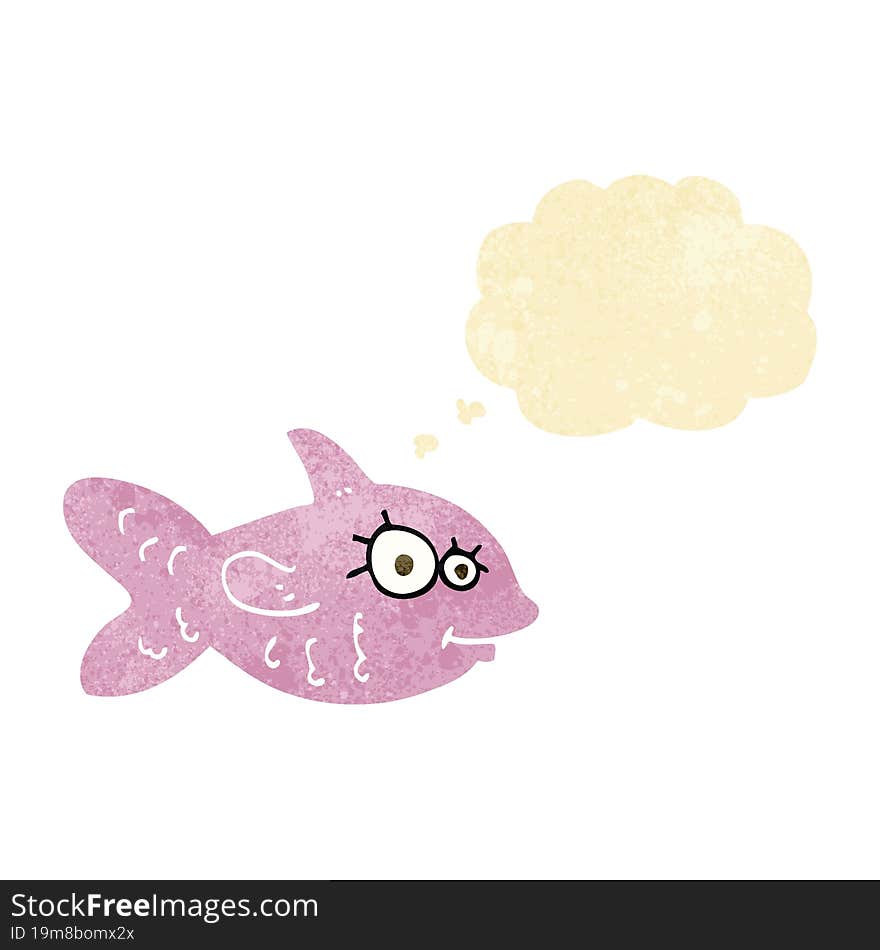 cartoon happy fish with thought bubble