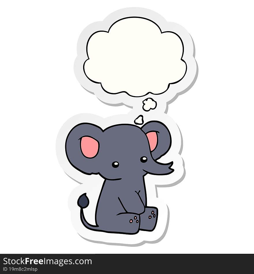 cartoon elephant and thought bubble as a printed sticker