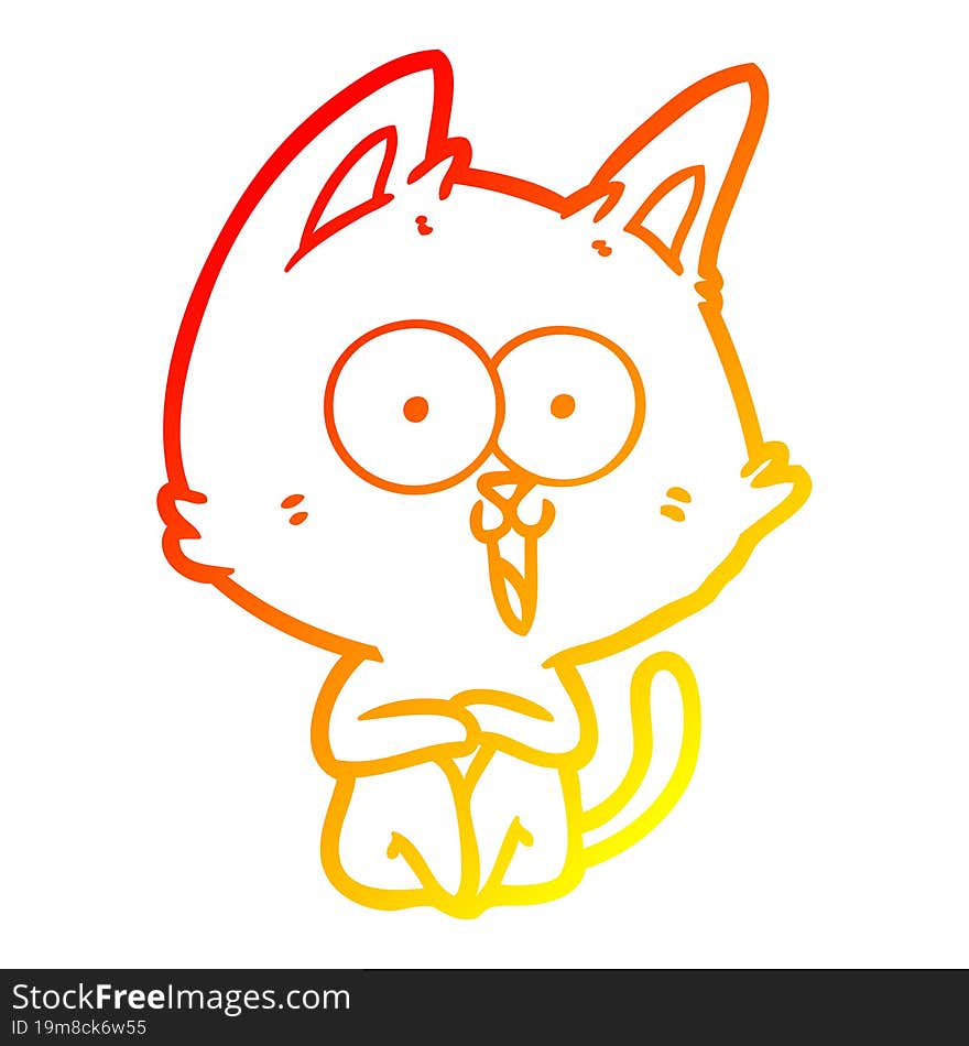 warm gradient line drawing funny cartoon cat