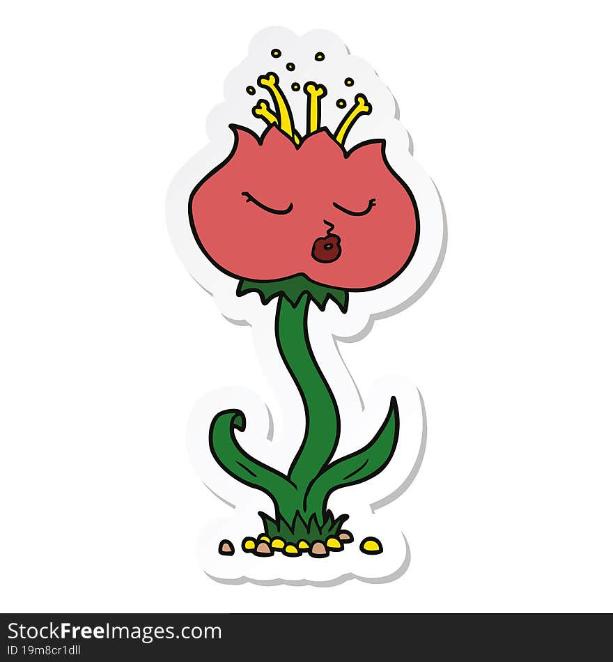 sticker of a cute cartoon flower