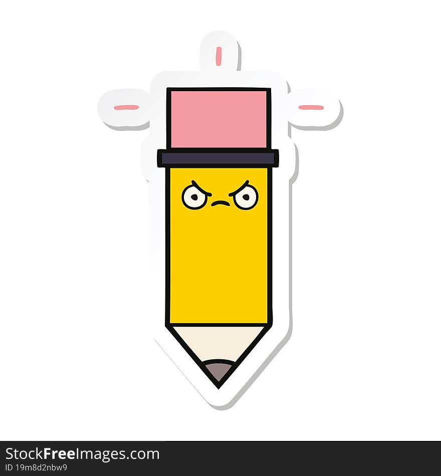 sticker of a cute cartoon pencil