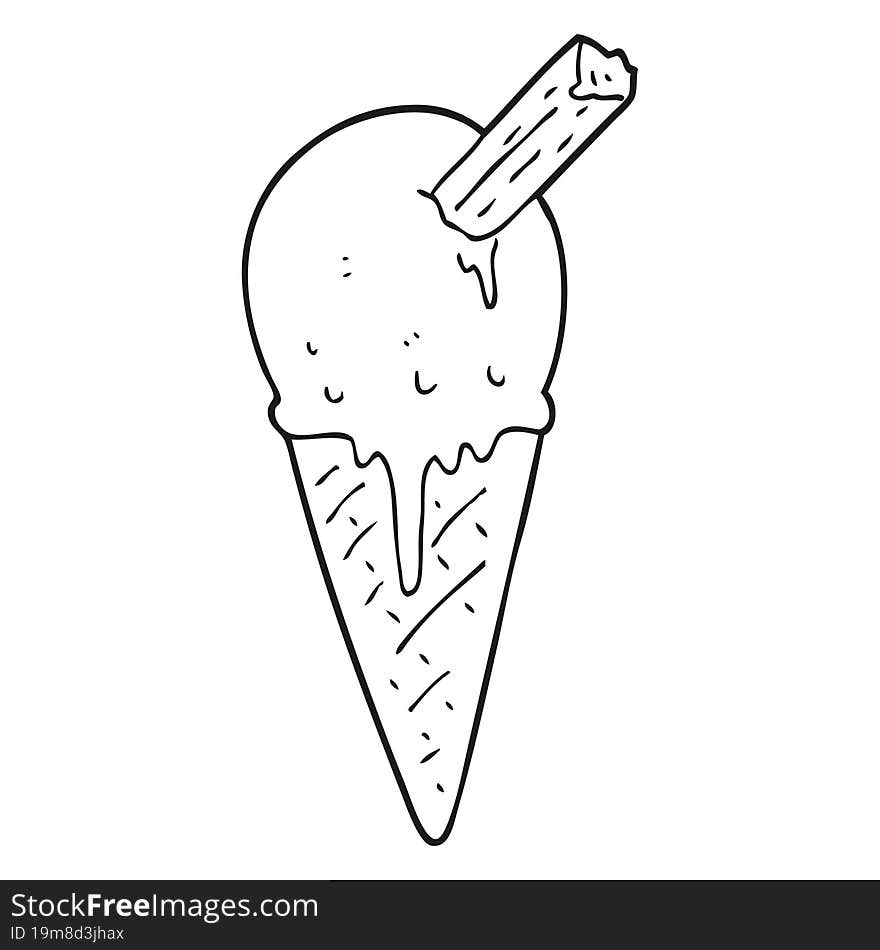 Black And White Cartoon Ice Cream Cone