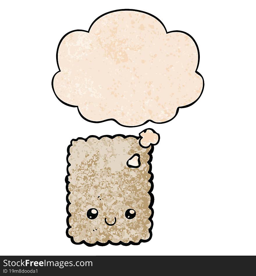 cartoon biscuit and thought bubble in grunge texture pattern style