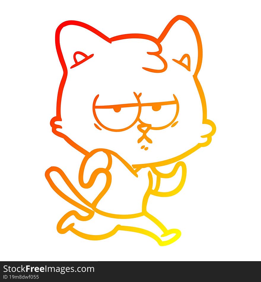 warm gradient line drawing bored cartoon cat