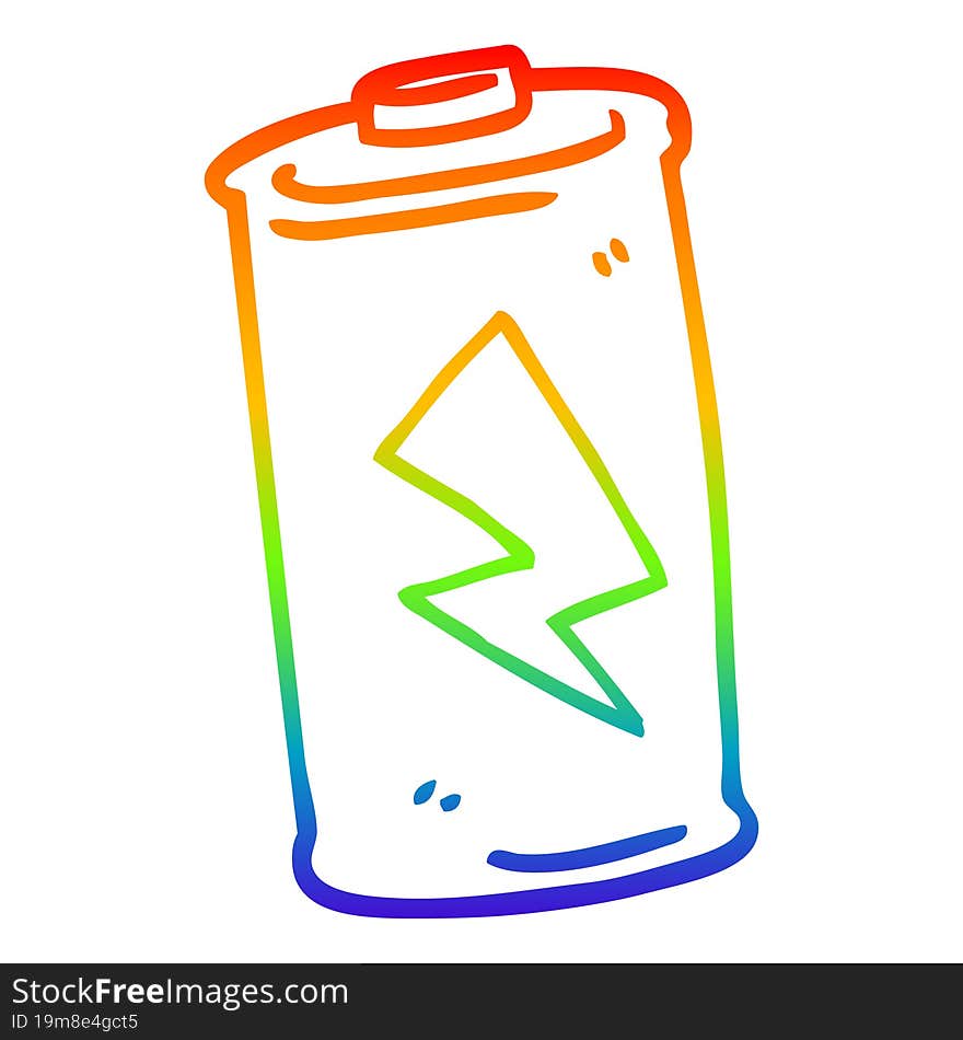 rainbow gradient line drawing cartoon battery