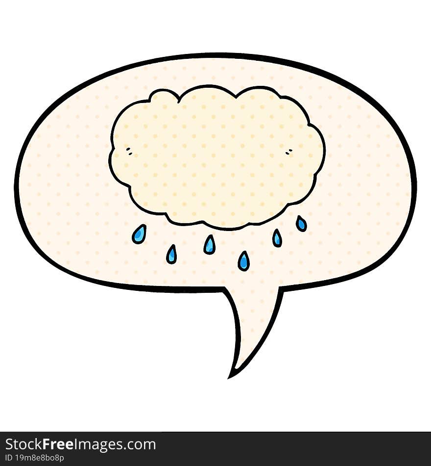 Cartoon Rain Cloud And Speech Bubble In Comic Book Style