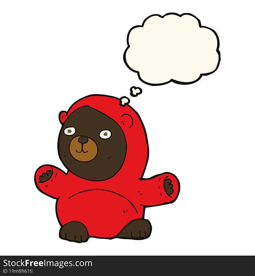 Cute Cartoon Black Bear With Thought Bubble