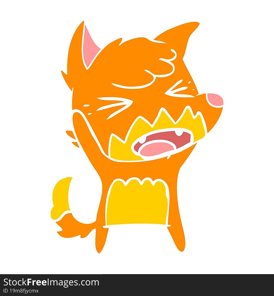 angry flat color style cartoon fox