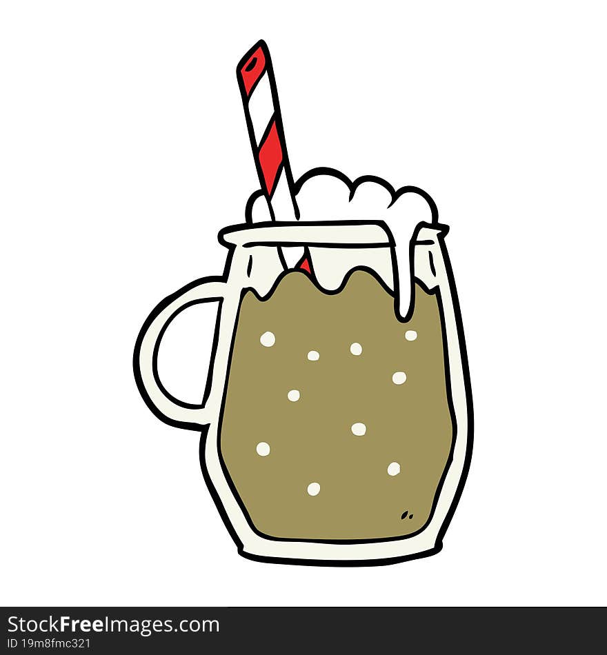 cartoon glass of root beer with straw. cartoon glass of root beer with straw