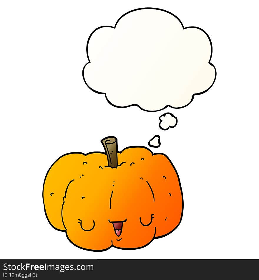 cartoon pumpkin and thought bubble in smooth gradient style