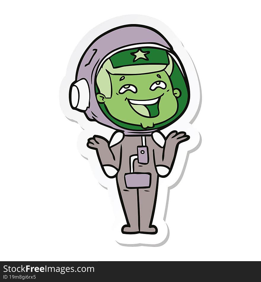 Sticker Of A Cartoon Laughing Astronaut