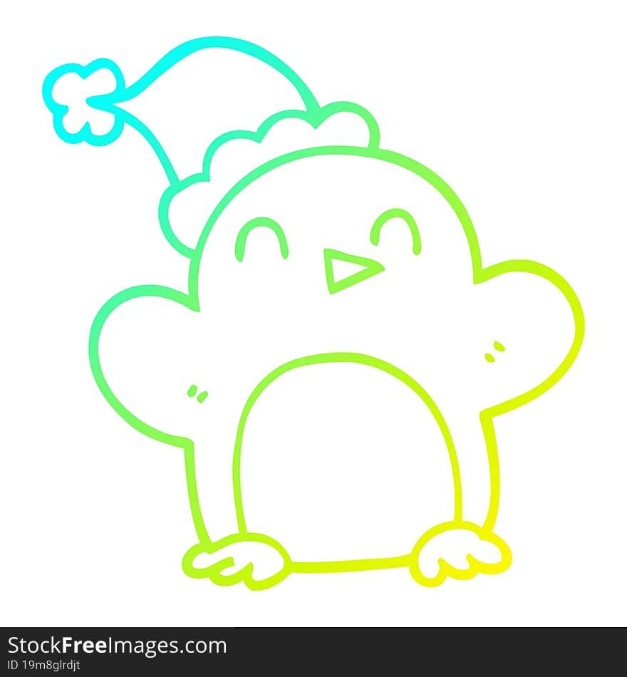 cold gradient line drawing cartoon christmas penguin