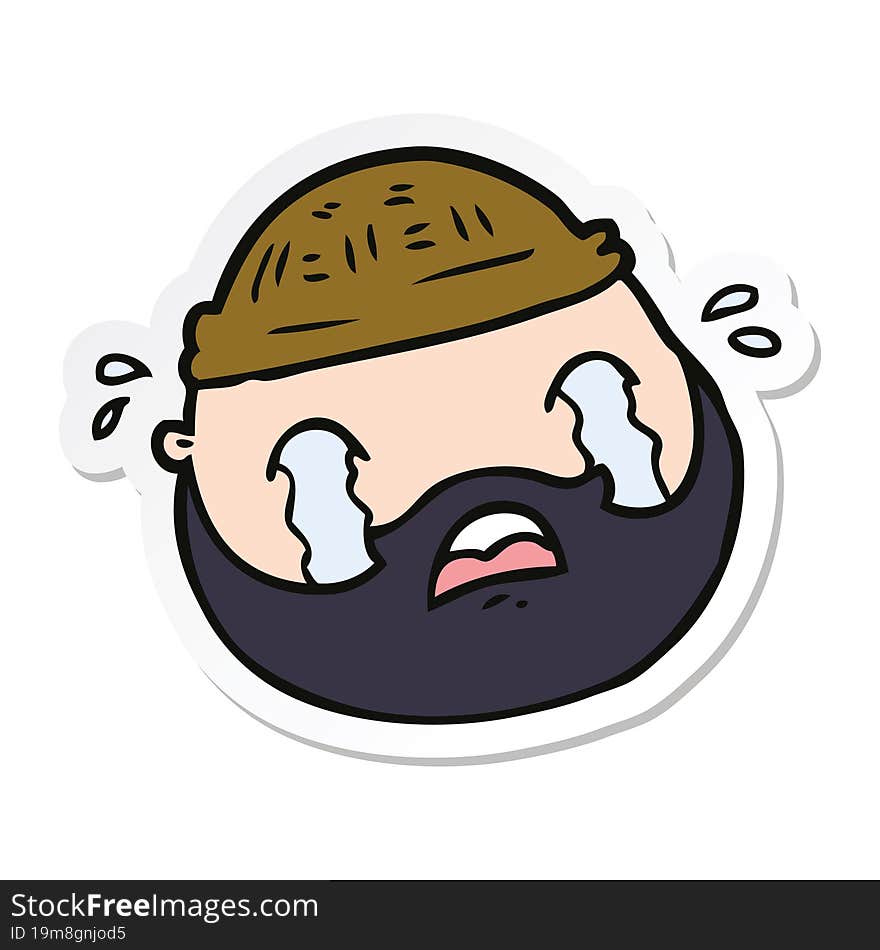 sticker of a cartoon male face with beard