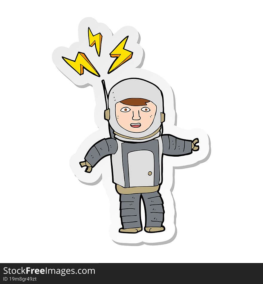 sticker of a cartoon space man