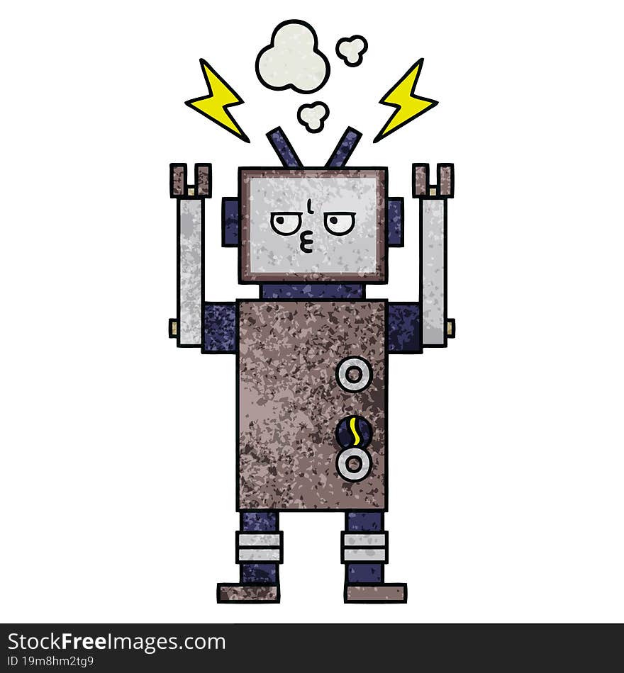 Retro Grunge Texture Cartoon Robot