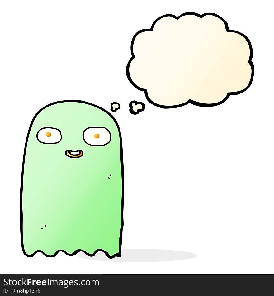 funny cartoon ghost with thought bubble