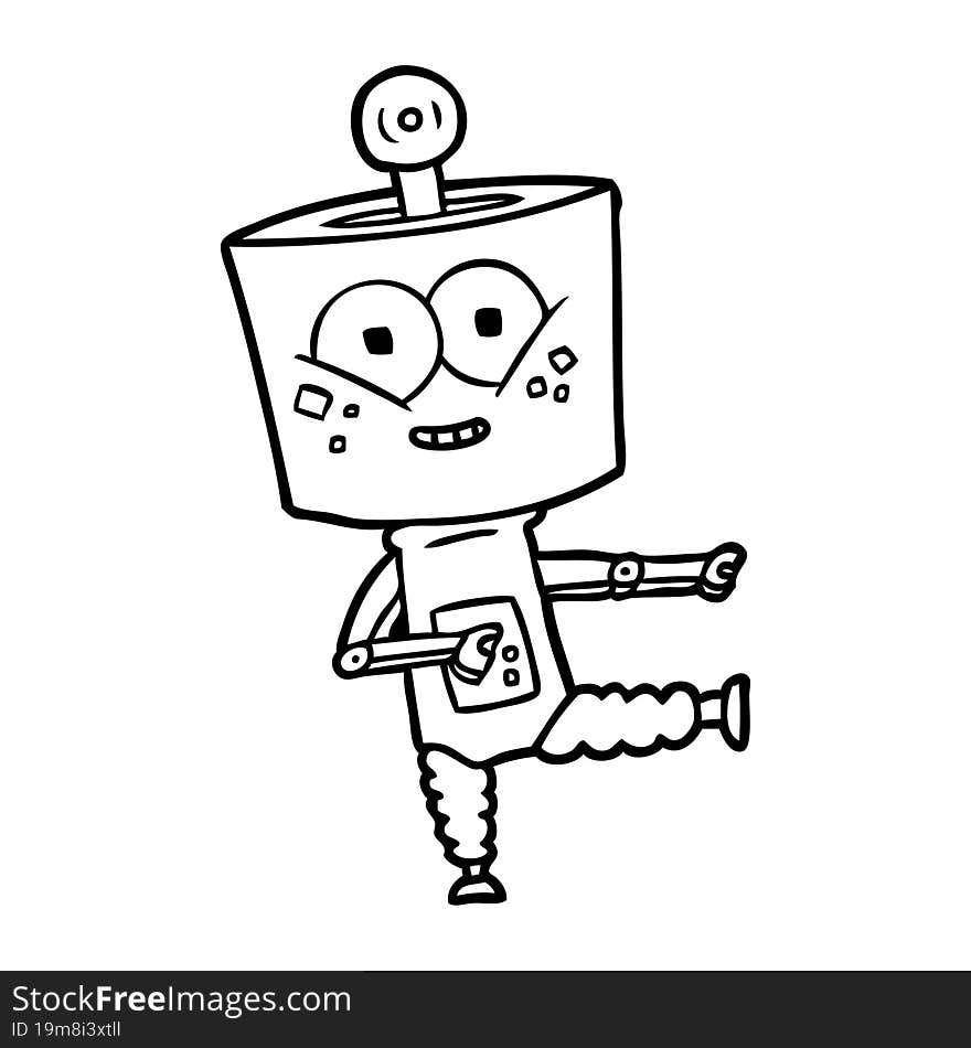 happy cartoon robot dancing. happy cartoon robot dancing