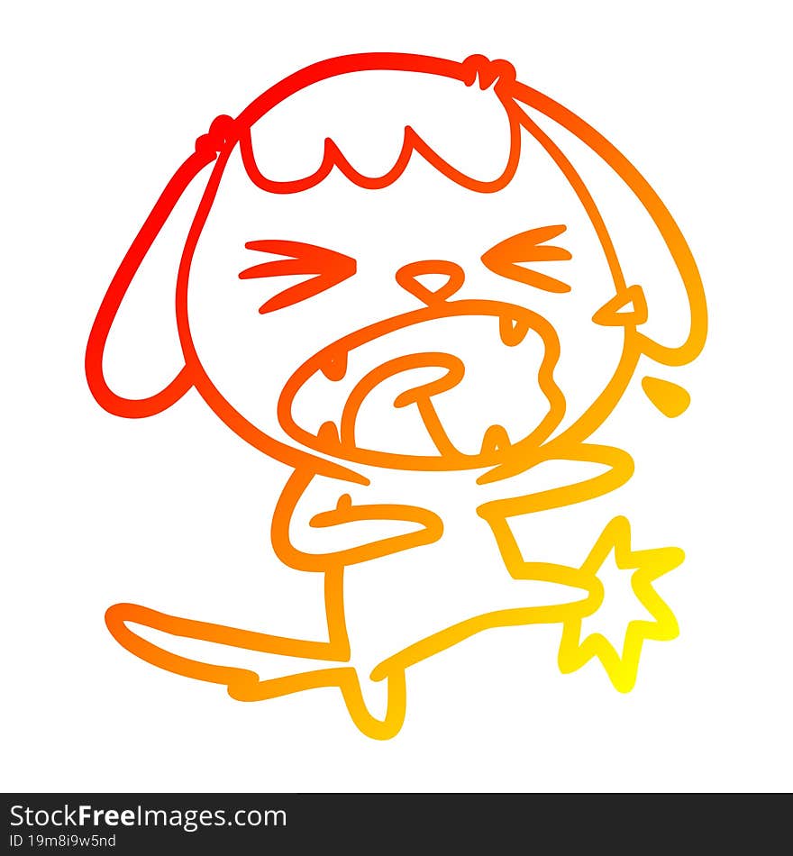 warm gradient line drawing cute cartoon dog barking