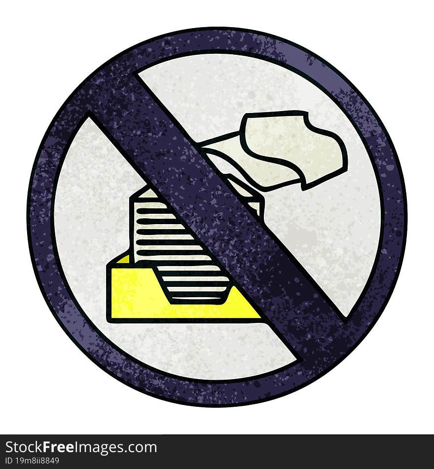 retro grunge texture cartoon paper ban sign