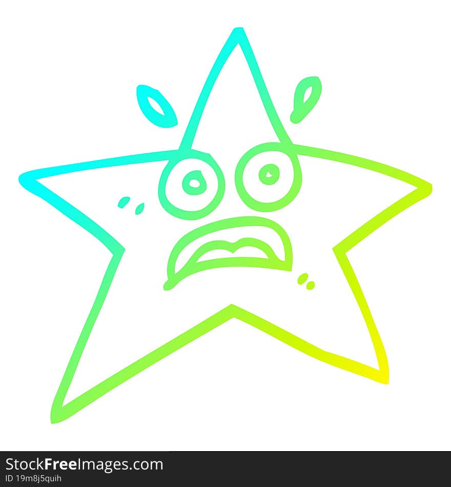 cold gradient line drawing funny cartoon star