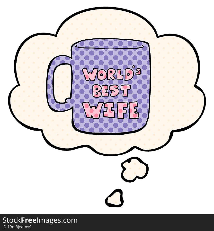 Worlds Best Wife Mug And Thought Bubble In Comic Book Style