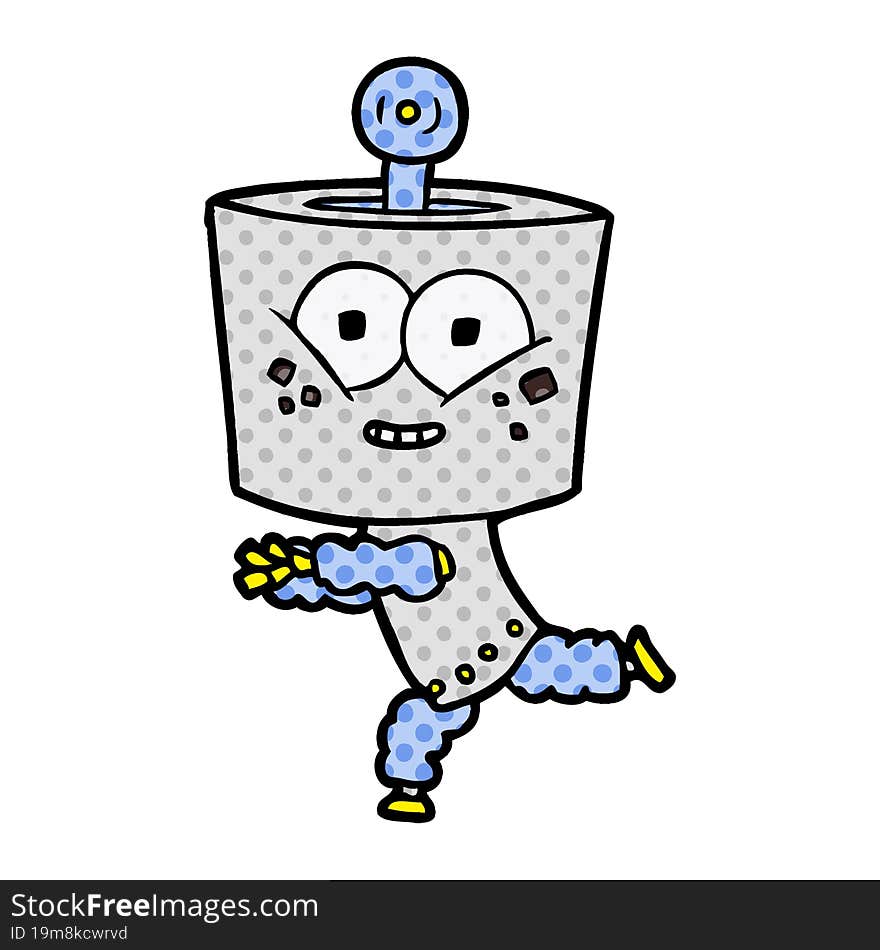 happy cartoon robot. happy cartoon robot