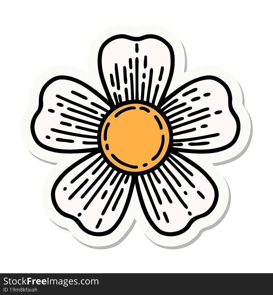 sticker of tattoo in traditional style of a flower. sticker of tattoo in traditional style of a flower