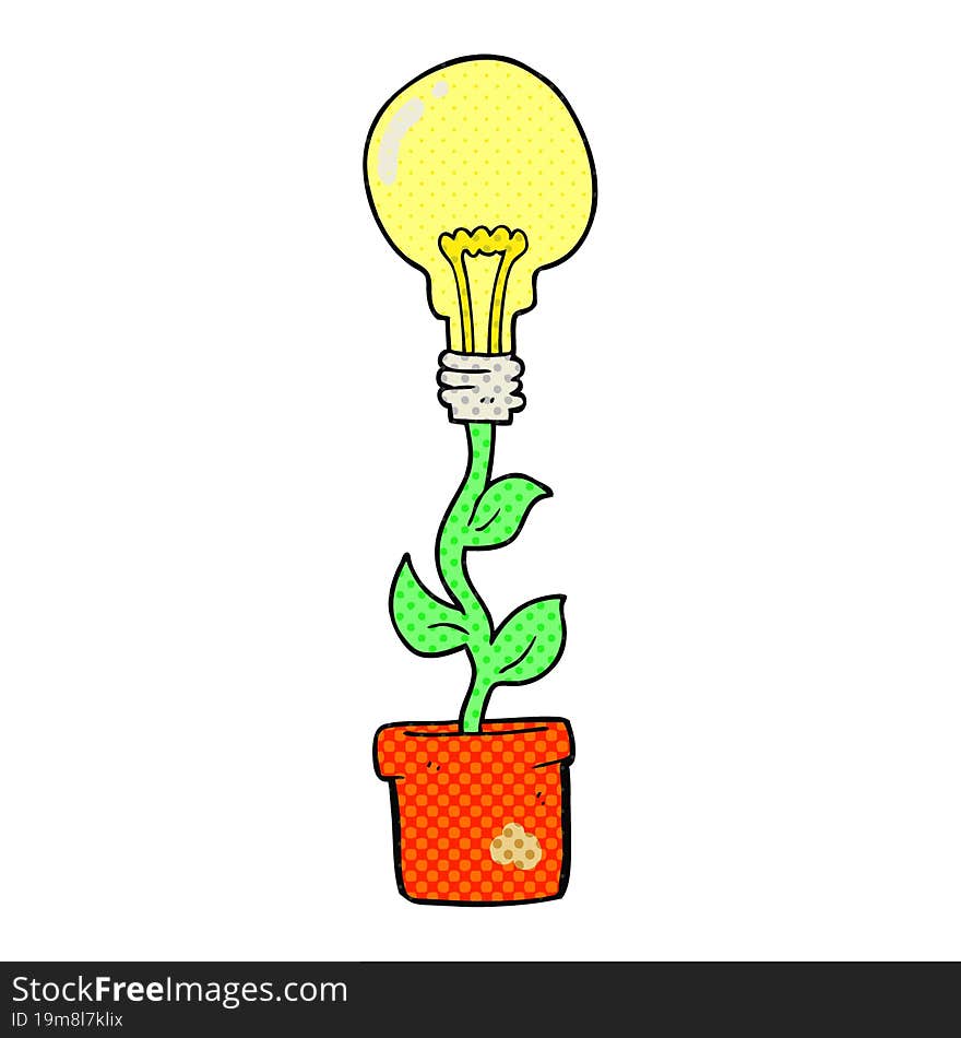 cartoon light bulb plant