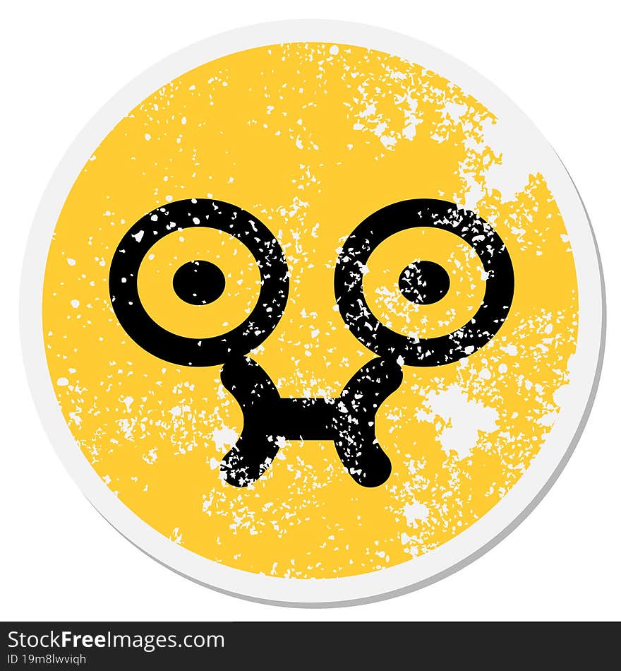 cute staring face circular sticker