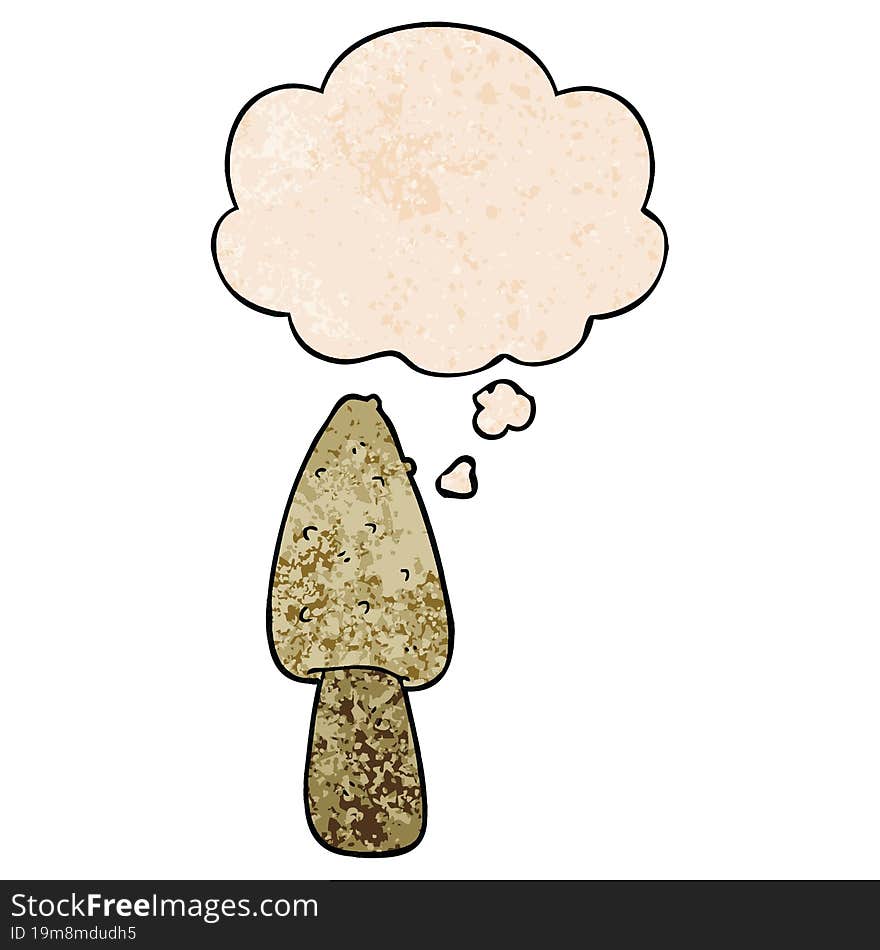 cartoon mushroom with thought bubble in grunge texture style. cartoon mushroom with thought bubble in grunge texture style