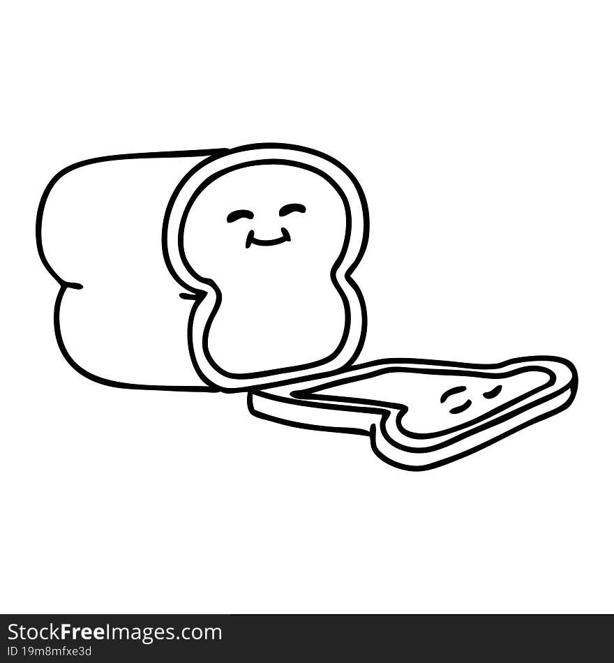 line doodle sliced loaf of bread