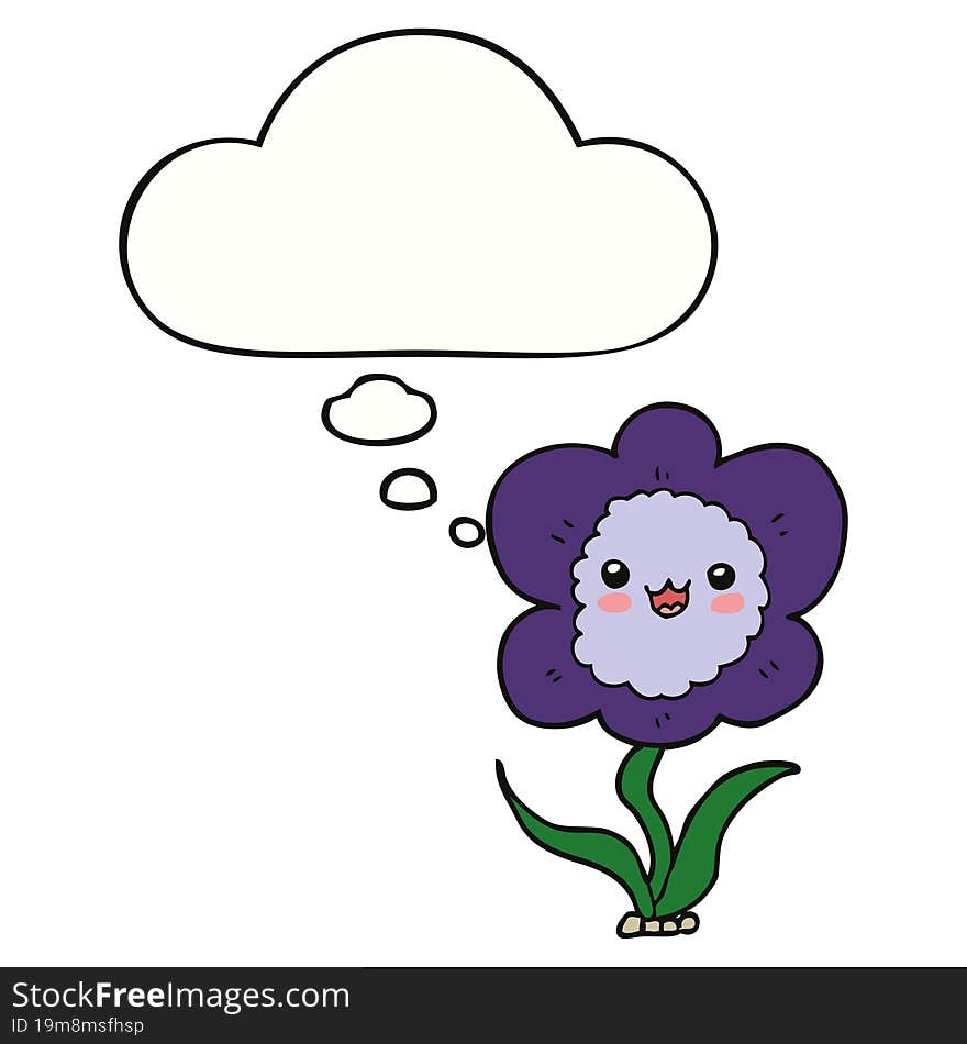 cartoon flower and thought bubble