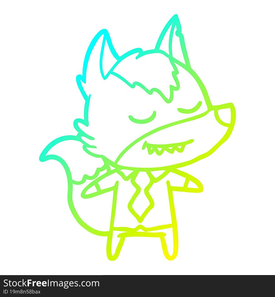 cold gradient line drawing friendly cartoon boss wolf