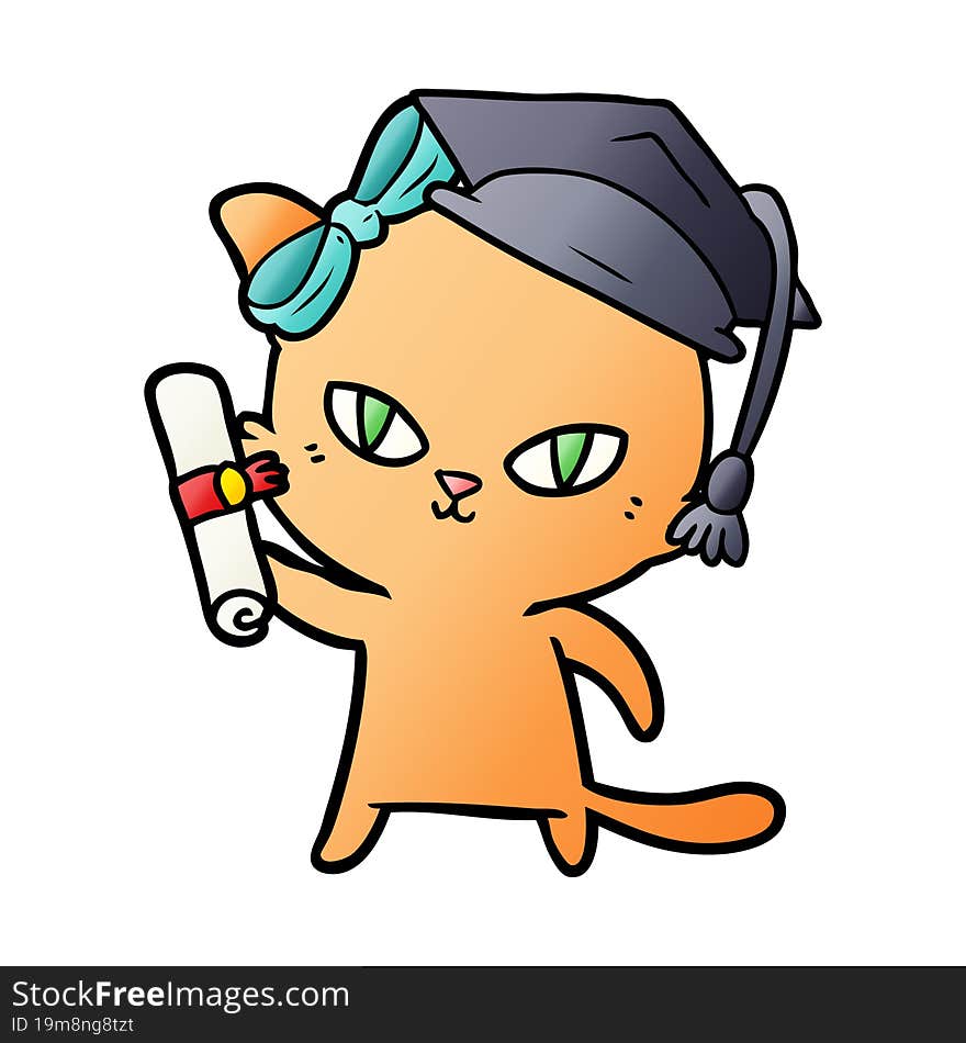 cute cartoon cat graduating. cute cartoon cat graduating