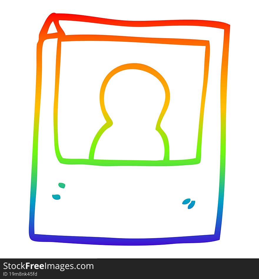 rainbow gradient line drawing cartoon instant photograph