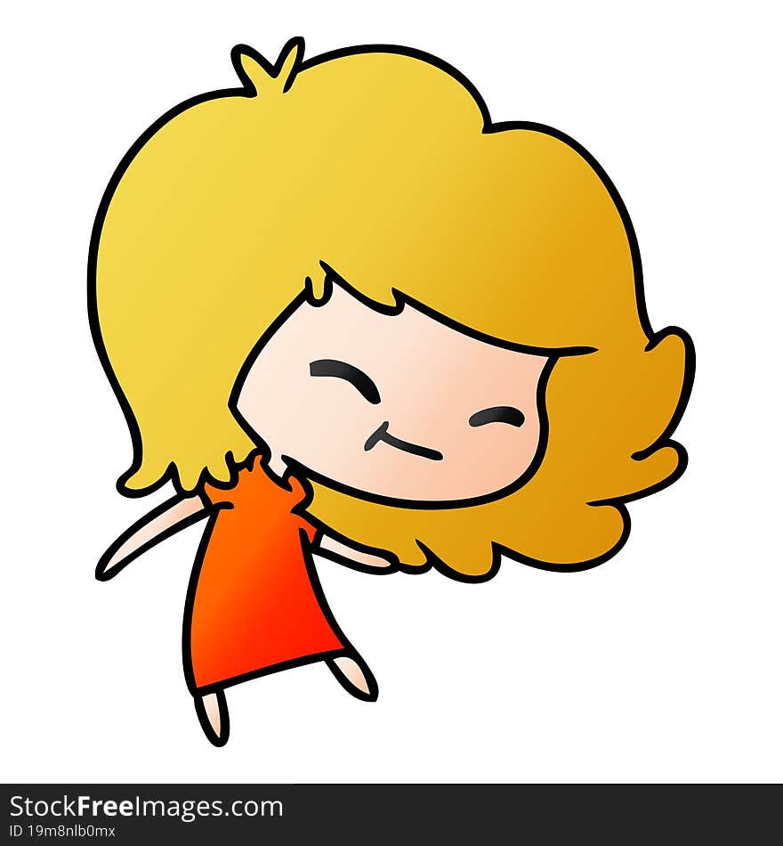 Gradient Cartoon Of Cute Kawaii Girl