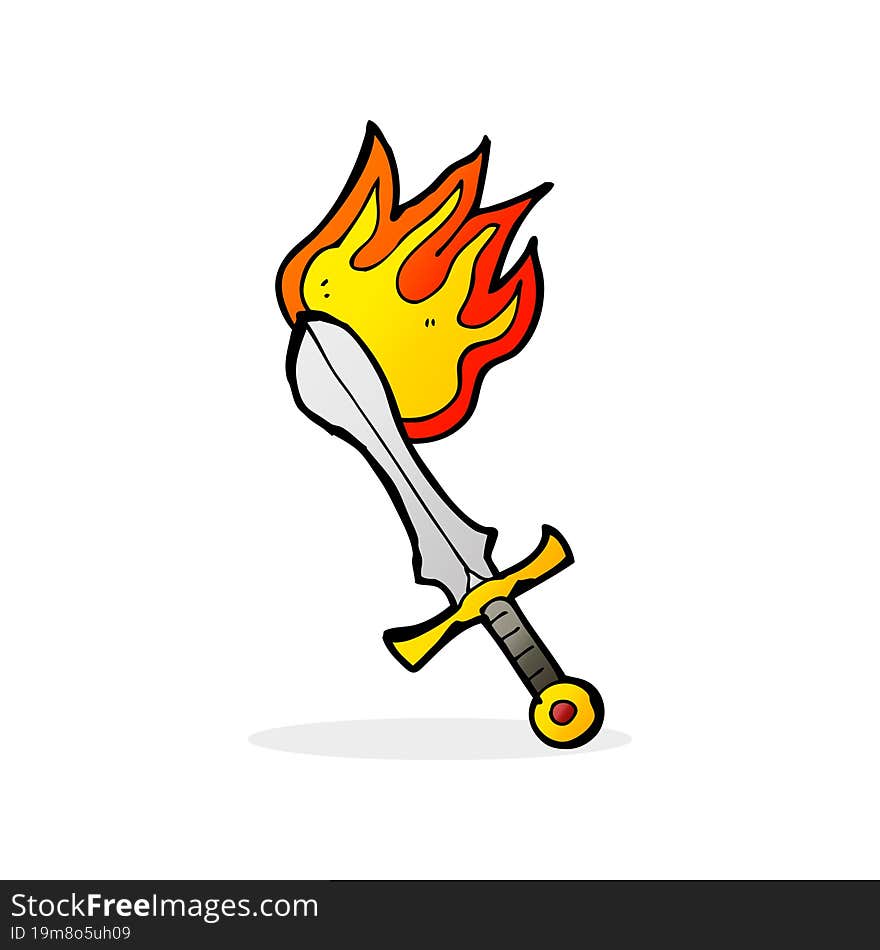 cartoon flaming sword