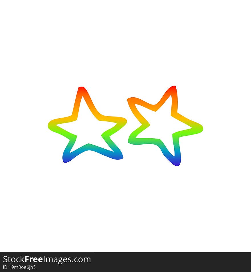 rainbow gradient line drawing cartoon stars