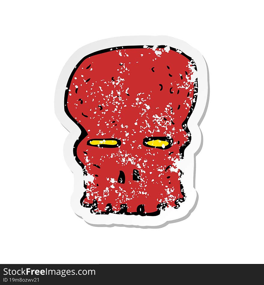 retro distressed sticker of a cartoon spooky skull