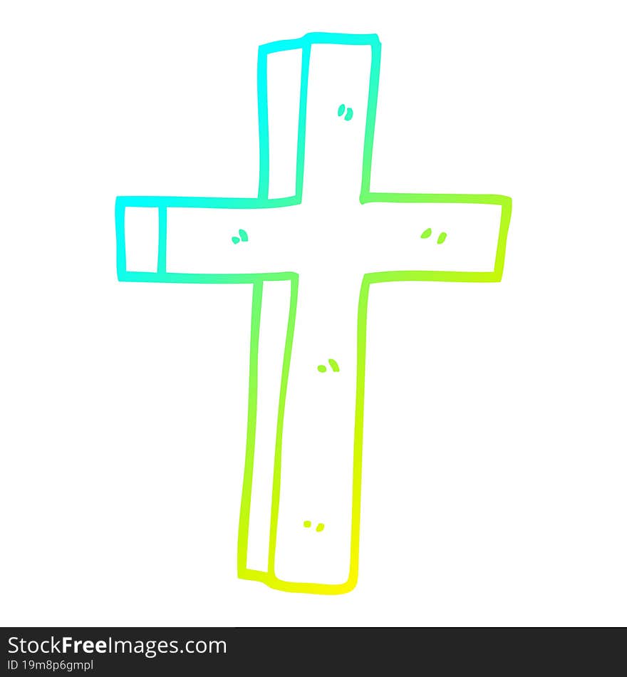 Cold Gradient Line Drawing Cartoon Wooden Cross